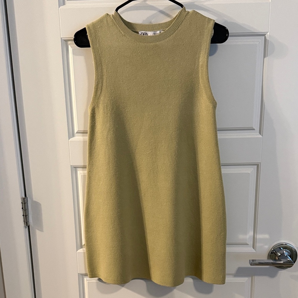 Zara Sleeveless Knit Dress Light Green